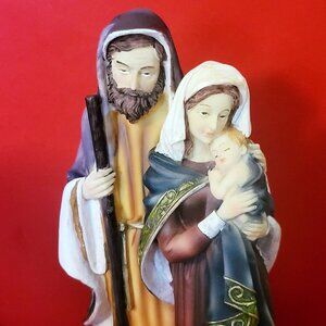 Joseph and Mary Holding Jesus Statue 13 In Tall Holy Family Figurine